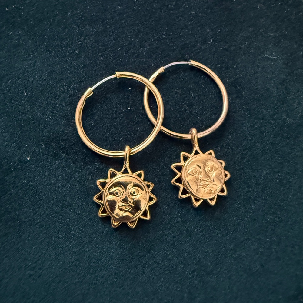 Golden Sunburst Hoop Earrings